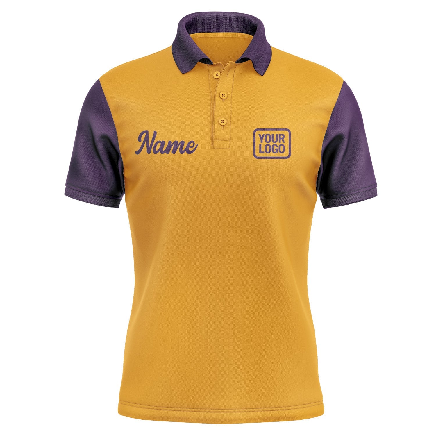 Custom Yellow Purple Short-Sleeve Polo Shirt PO190707B107