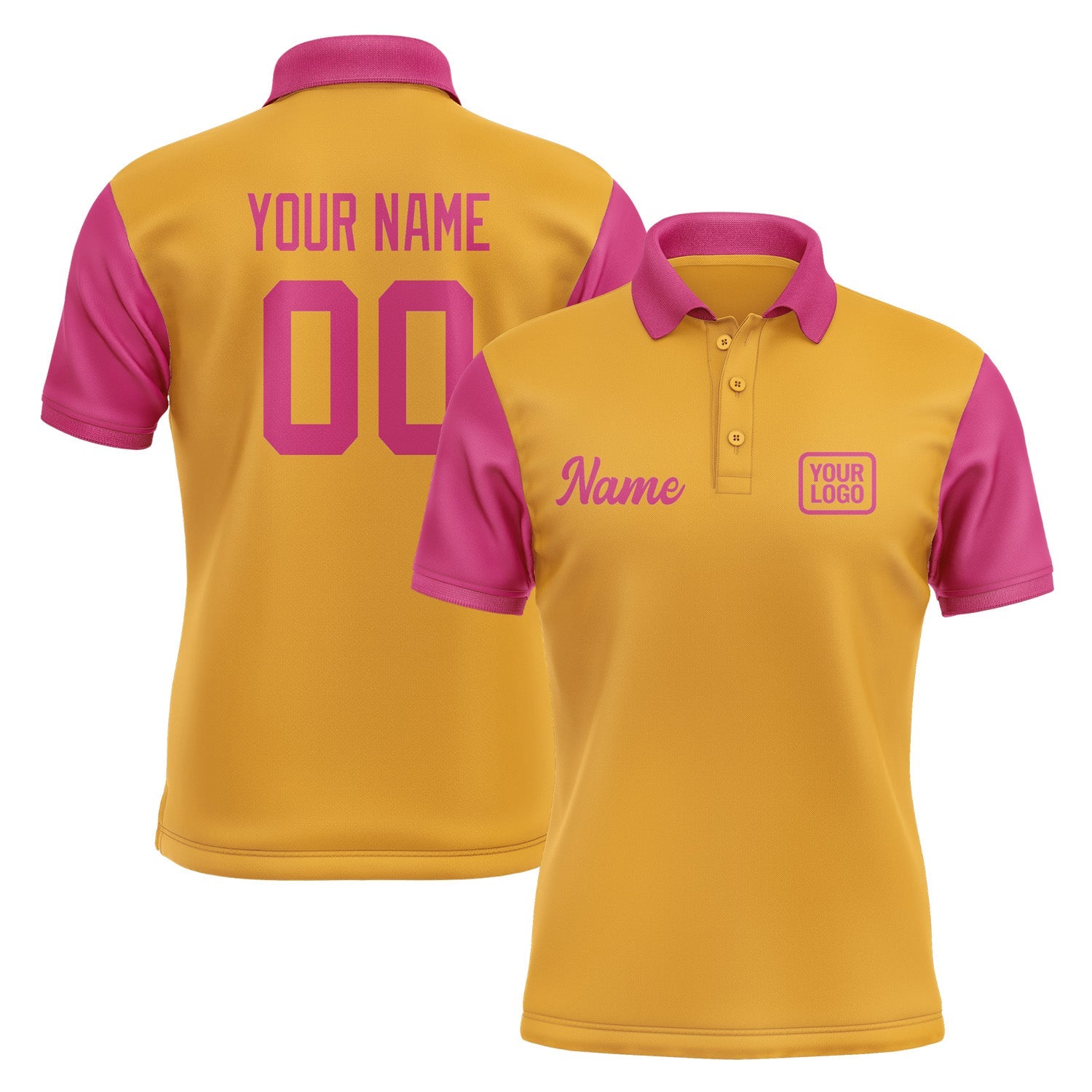 Custom Yellow Pink Short-Sleeve Polo Shirt PO191313B113