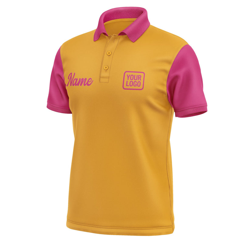Custom Yellow Pink Short-Sleeve Polo Shirt PO191313B113