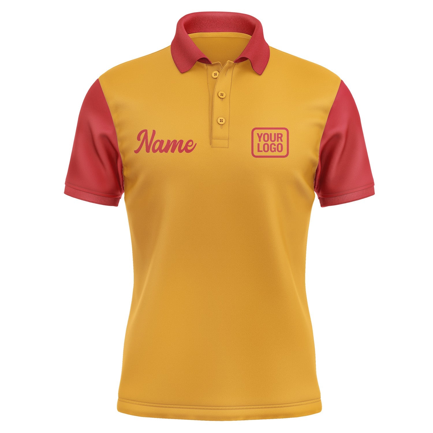 Custom Yellow Red Short-Sleeve Polo Shirt PO191414B114