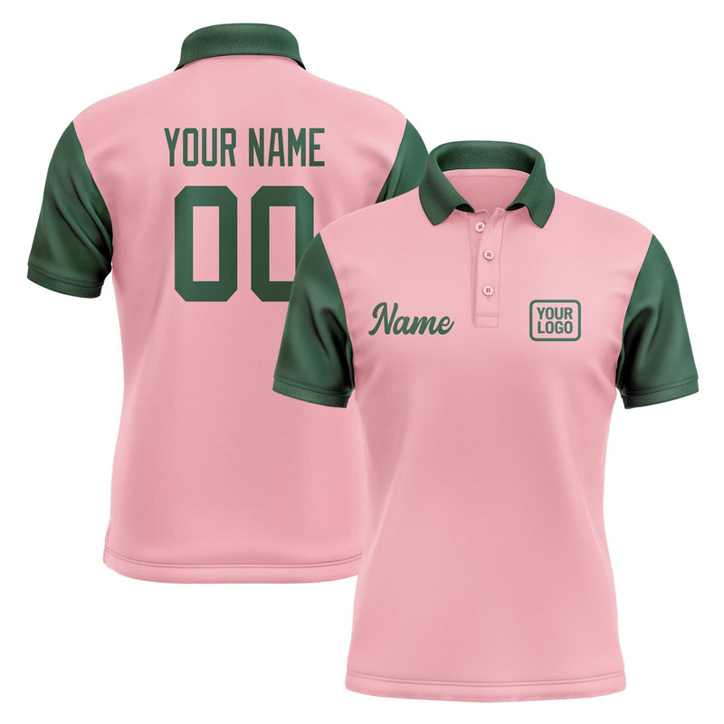 Custom Light Pink Green Short-Sleeve Polo Shirt PO210505B105