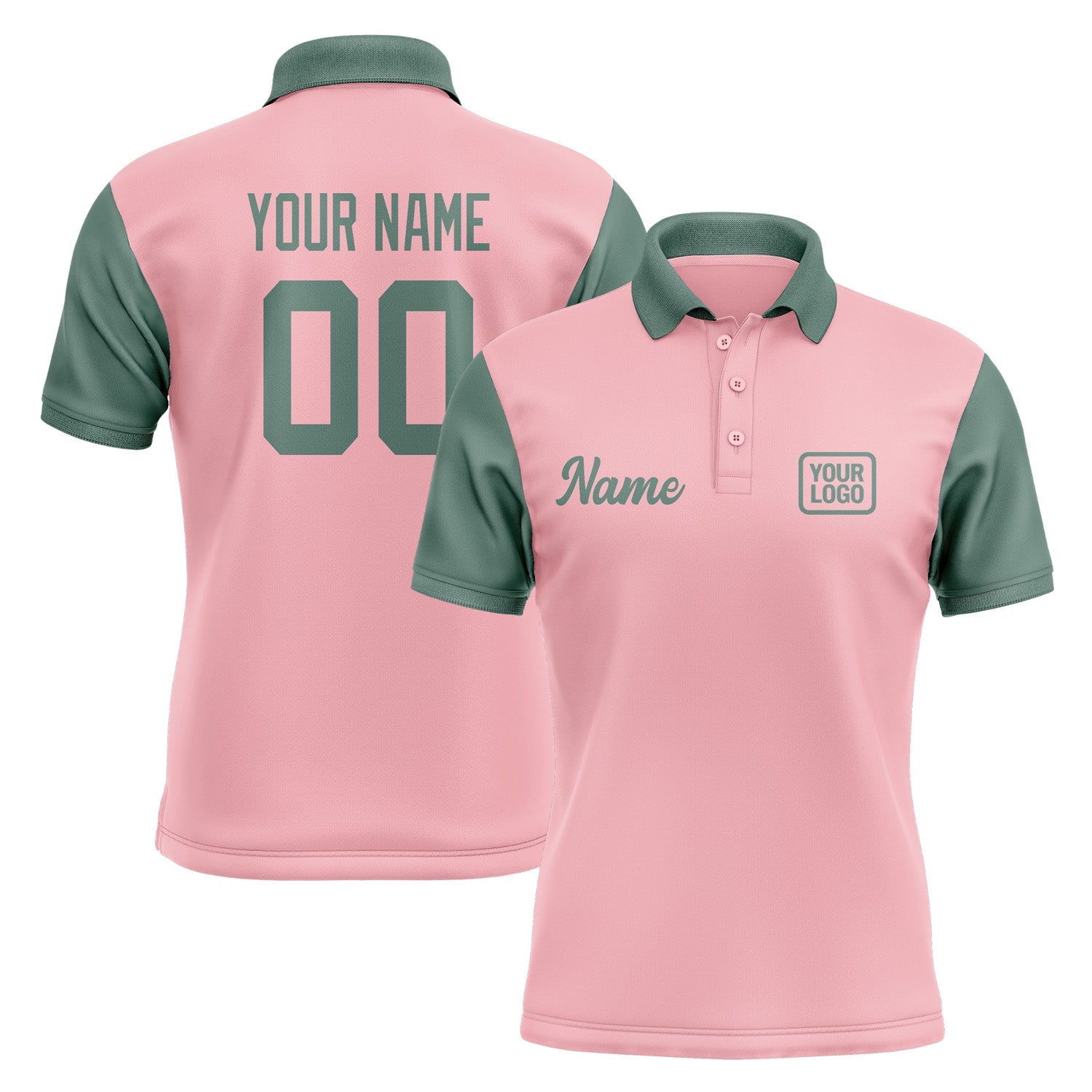 Custom Light Pink Blue Green Short-Sleeve Polo Shirt PO212727B127