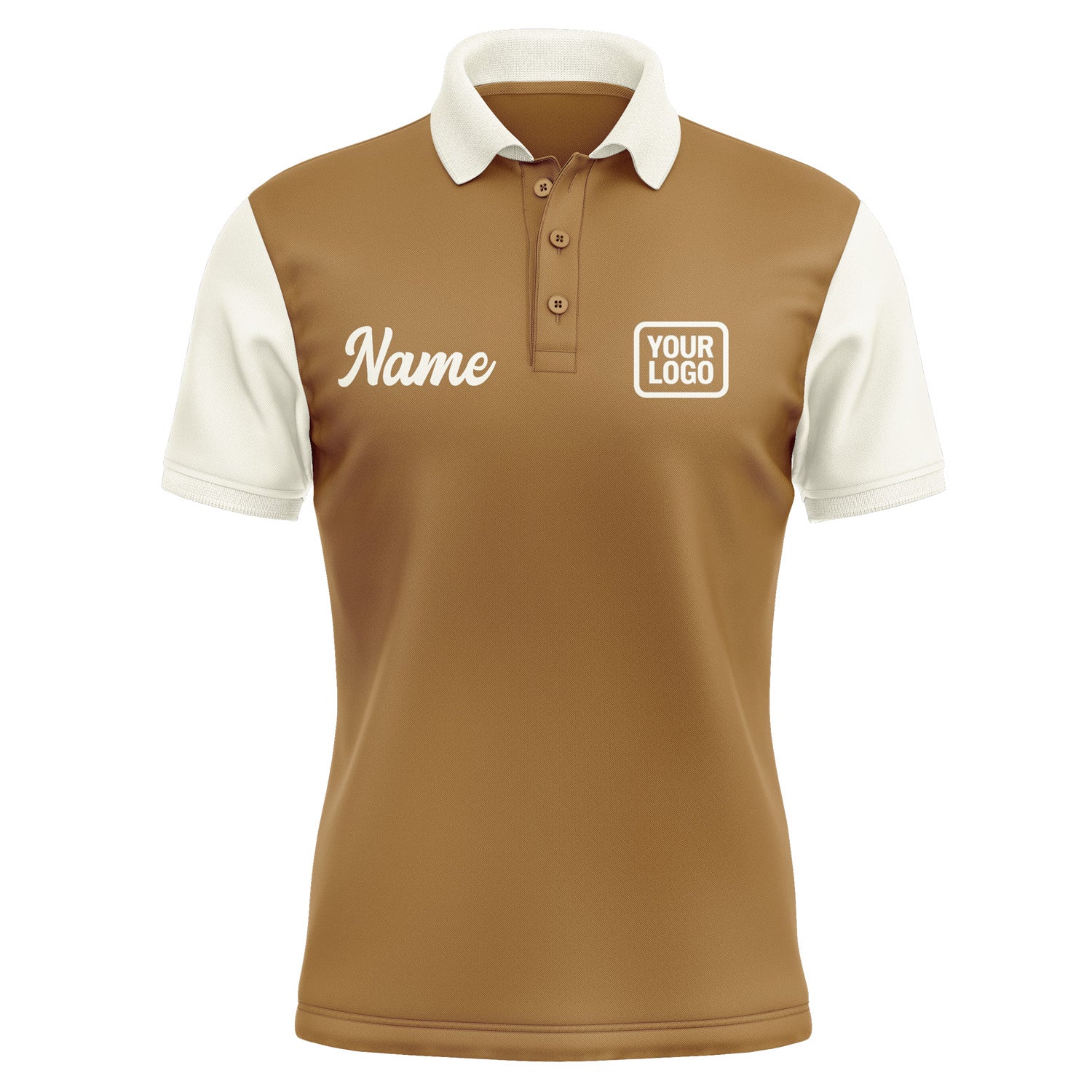 Custom Khaki Cream Short-Sleeve Polo Shirt PO220303B103