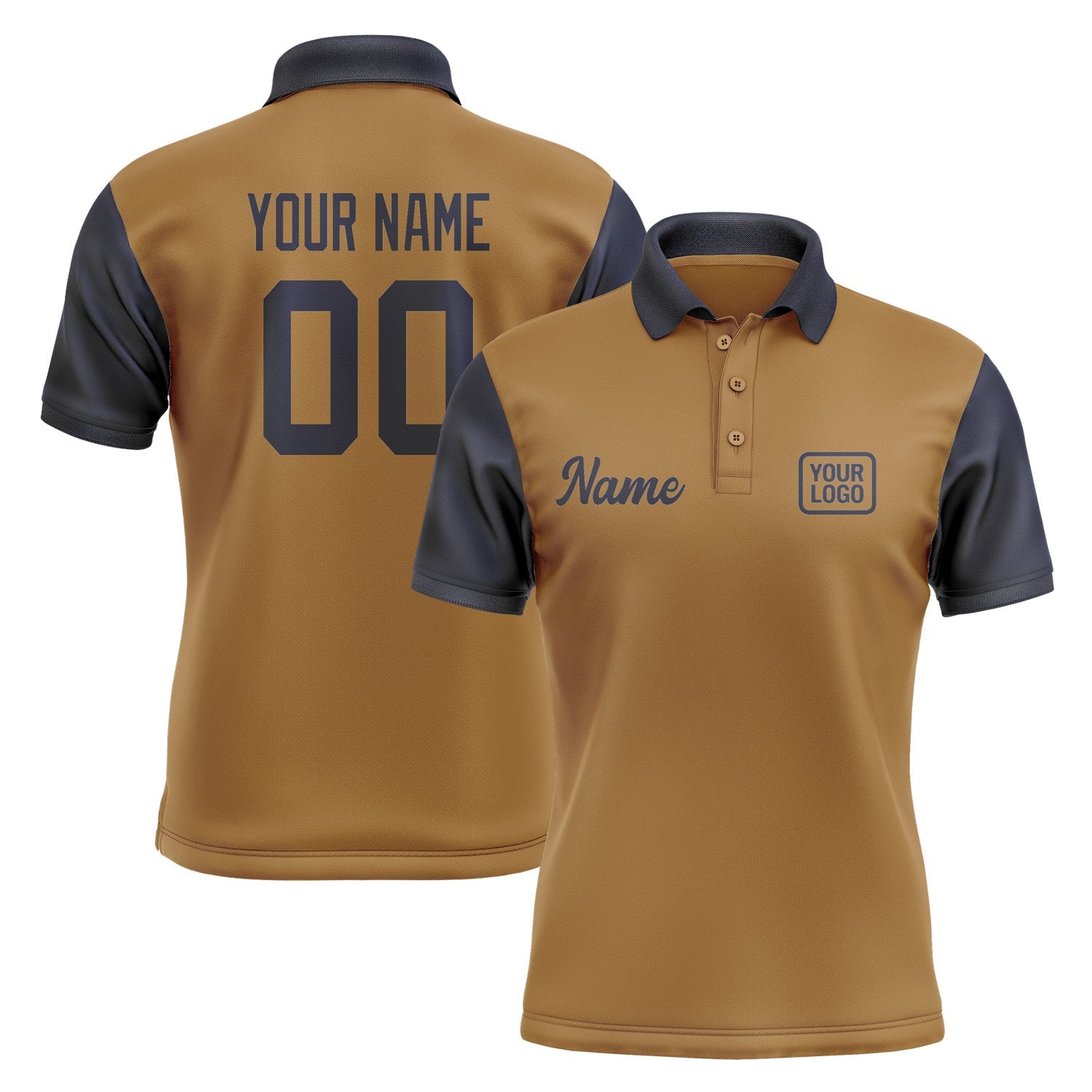 Custom Khaki Navy Short-Sleeve Polo Shirt PO221111B111