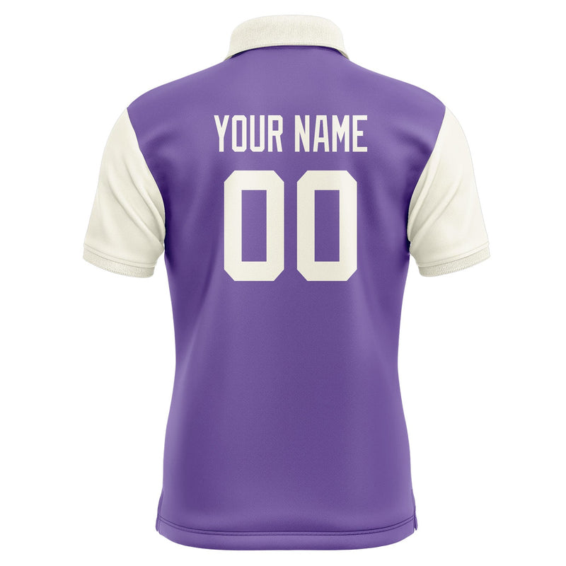 Custom Light Purple Cream Short-Sleeve Polo Shirt PO230303B103