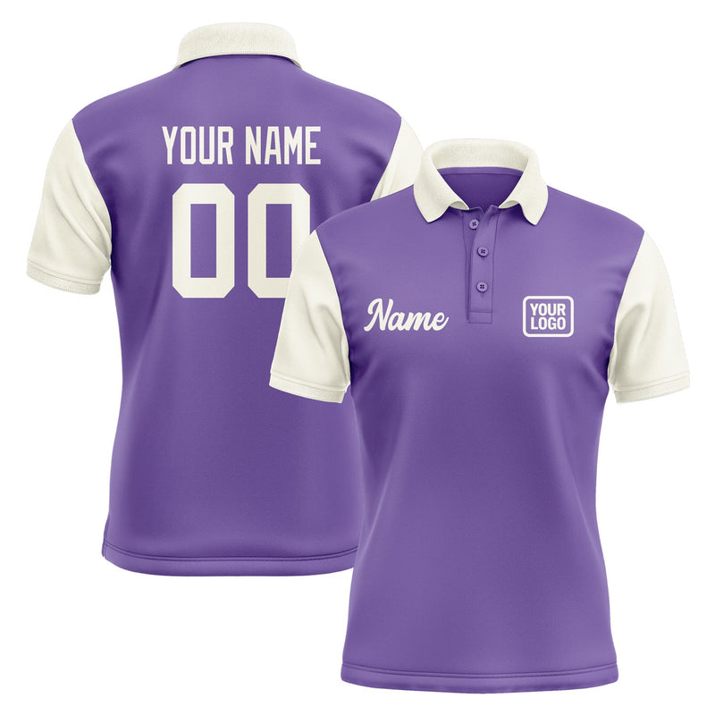 Custom Light Purple Cream Short-Sleeve Polo Shirt PO230303B103