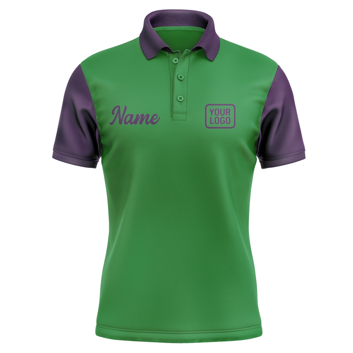 Custom Emerald Green Purple Short-Sleeve Polo Shirt PO240707B107