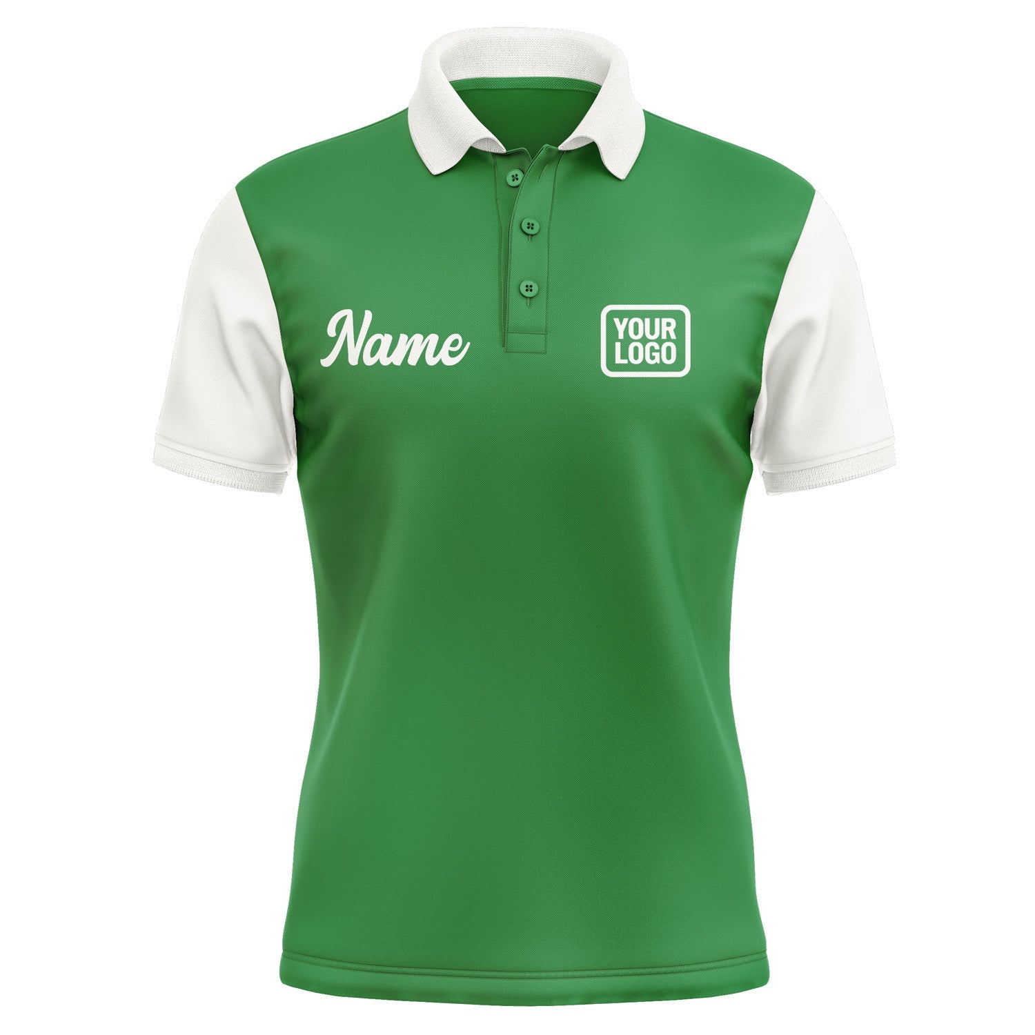 Custom Emerald Green White Short-Sleeve Polo Shirt PO241818B118