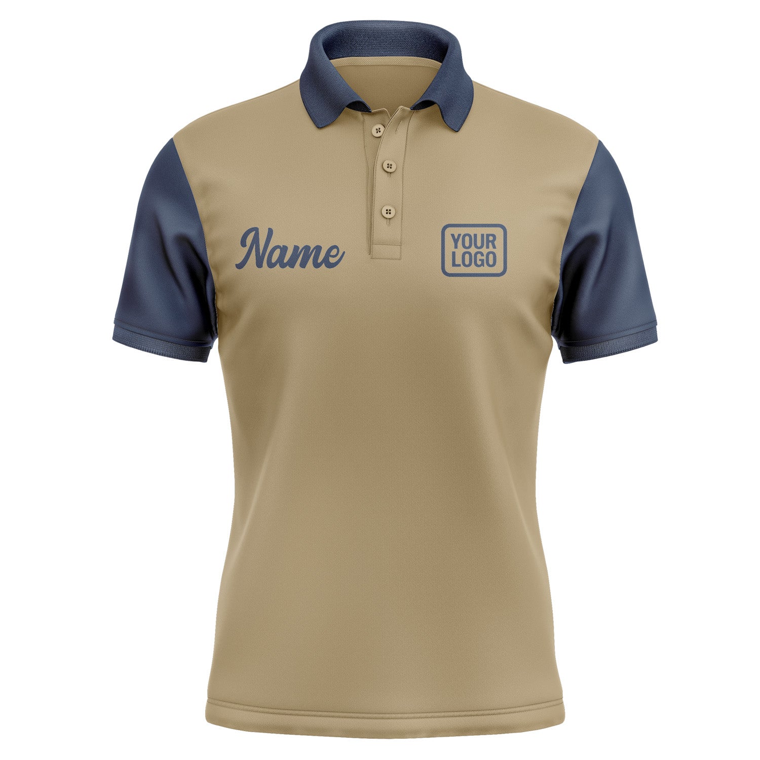 Custom Light Khaki Blue Short-Sleeve Polo Shirt PO251010B110