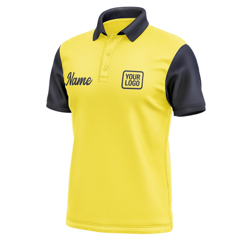 Custom Light Yellow Navy Short-Sleeve Polo Shirt PO261111B111