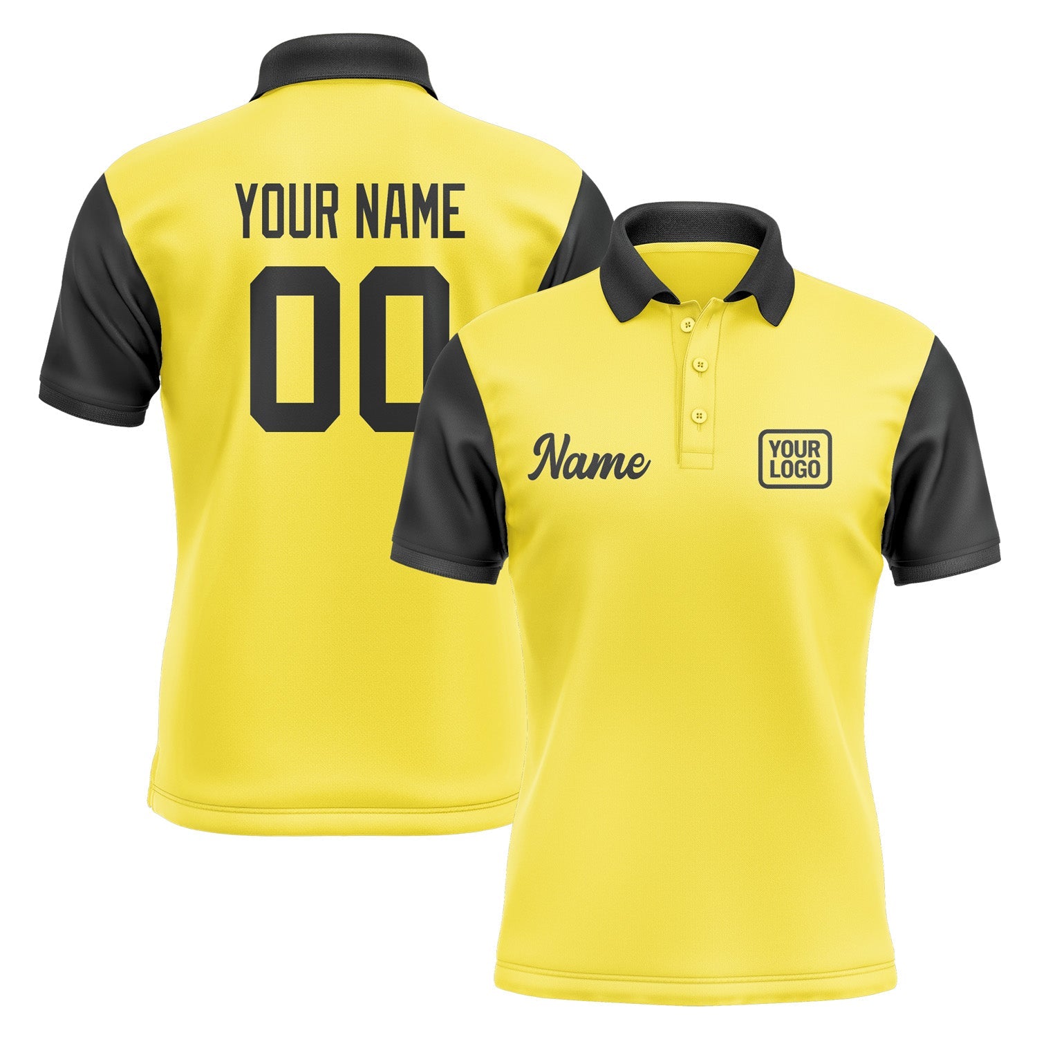 Custom Light Yellow Black Short-Sleeve Polo Shirt PO261717B117