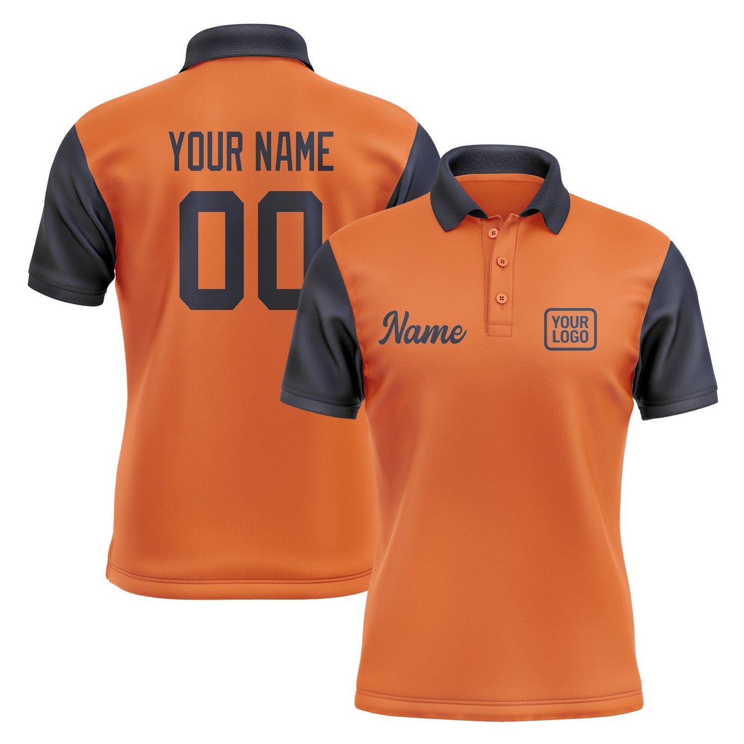 Custom Orange Navy Short-Sleeve Polo Shirt PO281111B111
