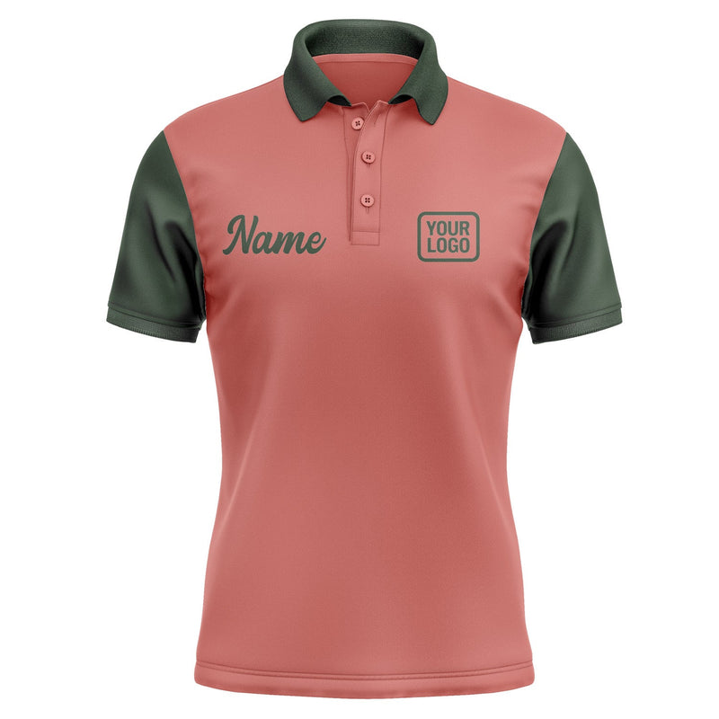 Custom Copper Rose Dark Green Short-Sleeve Polo Shirt PO290606B106